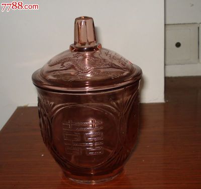 茶色雙喜龍鳳紋玻璃罐(A1713)_玻璃器皿_養心殿古玩閣【7788收藏__中國收藏熱線】